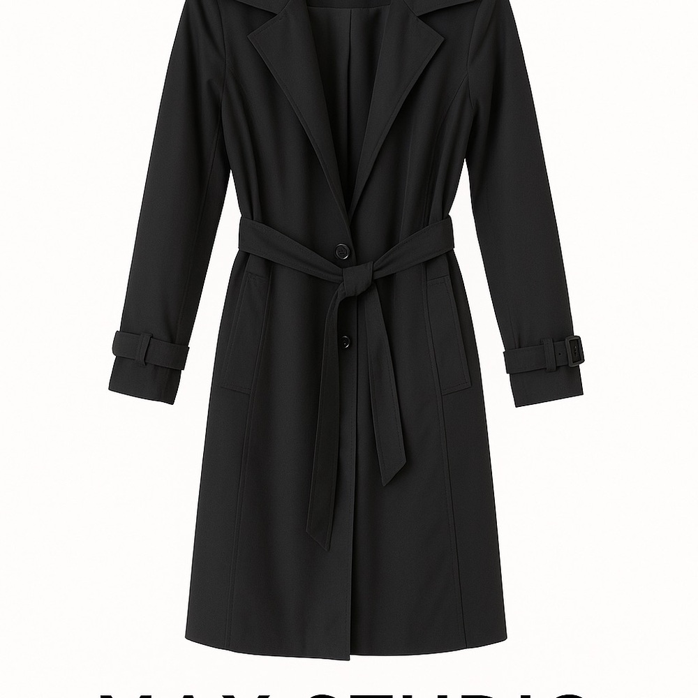 Max Studio Charcoal Belted Trench Coat